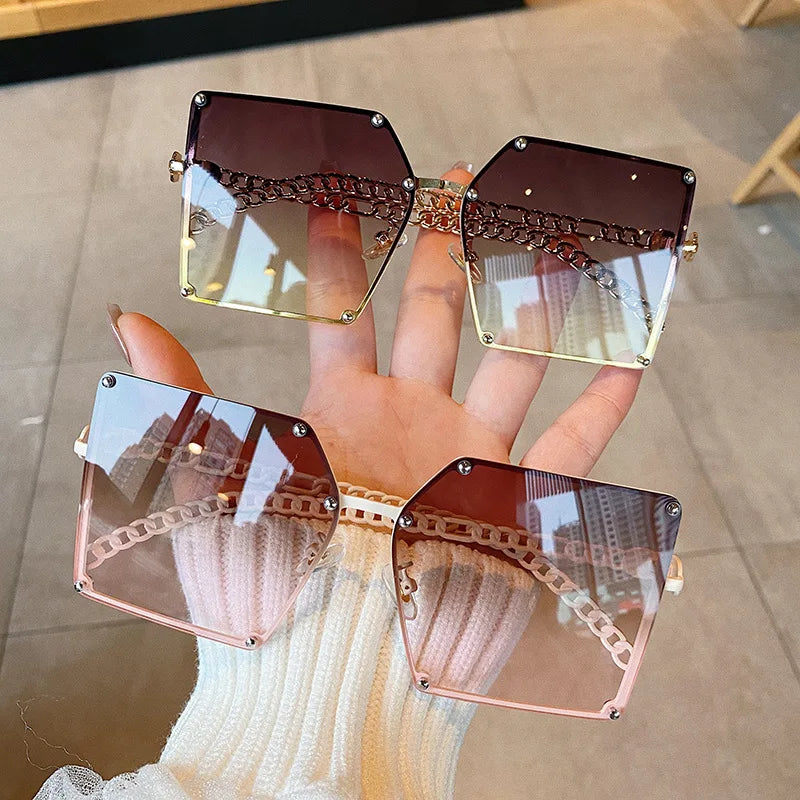 Metal Oversized Square Sunglasses