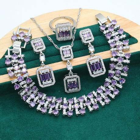 Purple Zircon Necklace Set