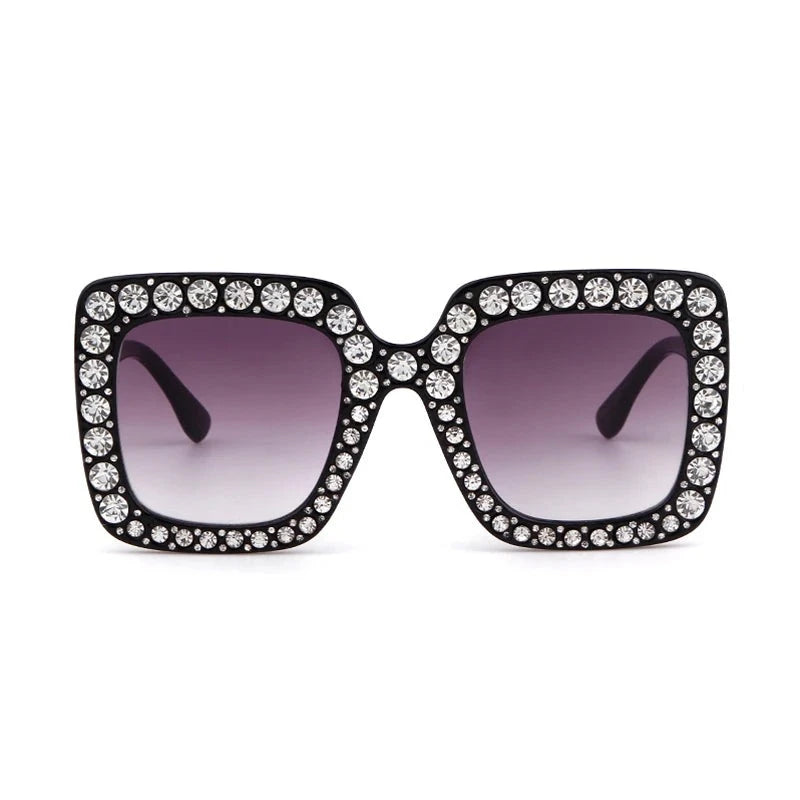 Oversized Rhinestone Square Sunglasses