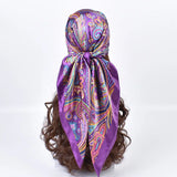 Headband Foulard Satin 90*90cm Silk Shawl Square Scarf
