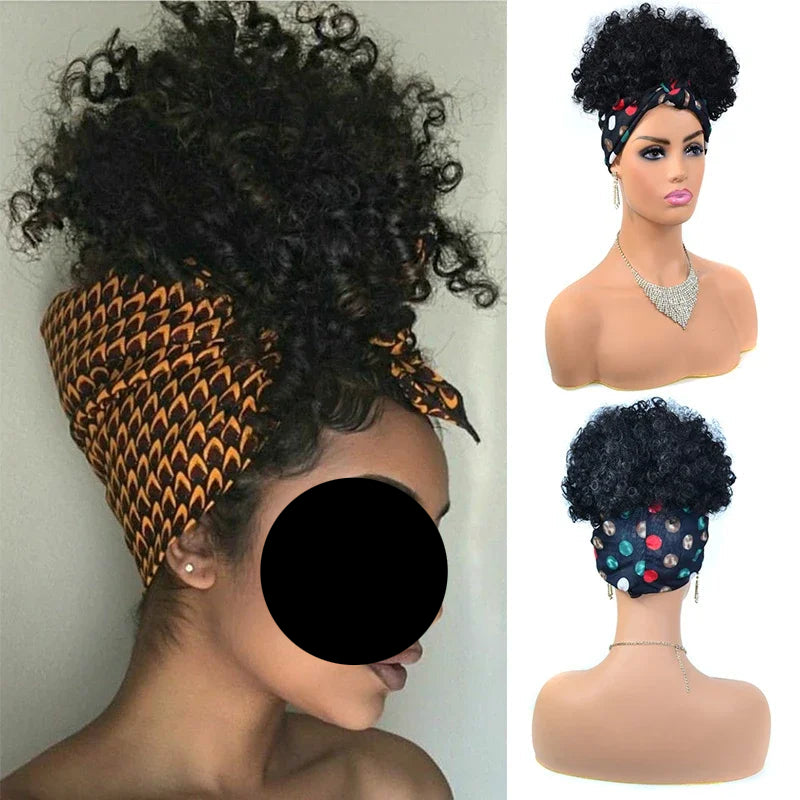 Headband Wigs Short Afro Kinky Curly black