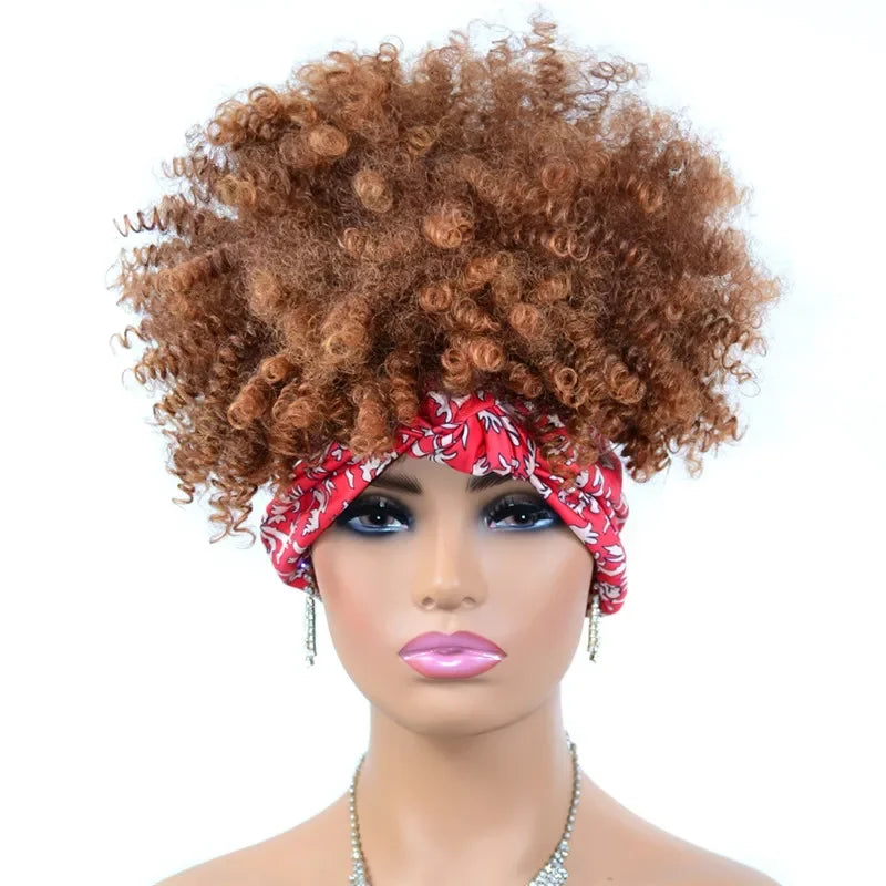 Headband Wigs Short Afro Kinky Curly blonde