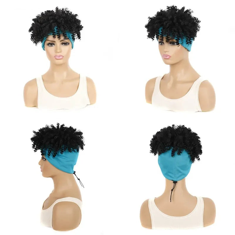Headband Wigs Short Afro Kinky Curly black