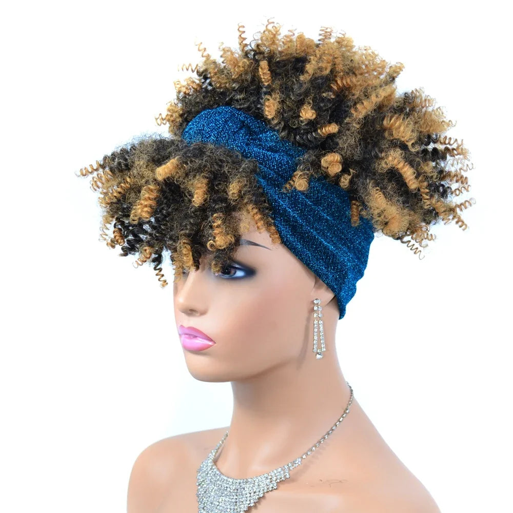 Headband Wigs Short Afro Kinky Curly black/ blonde