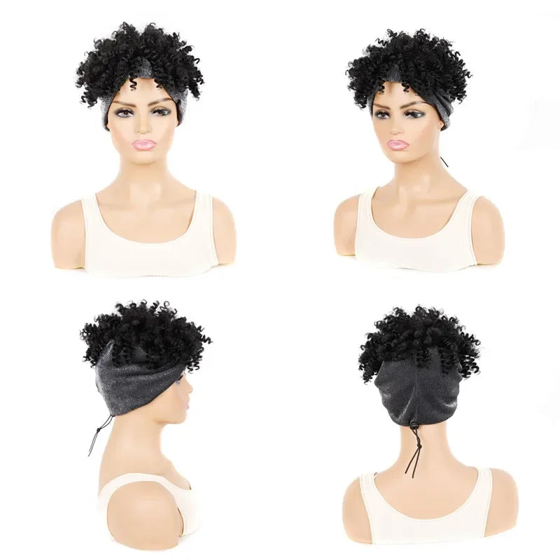 Headband Wigs Short Afro Kinky Curly black