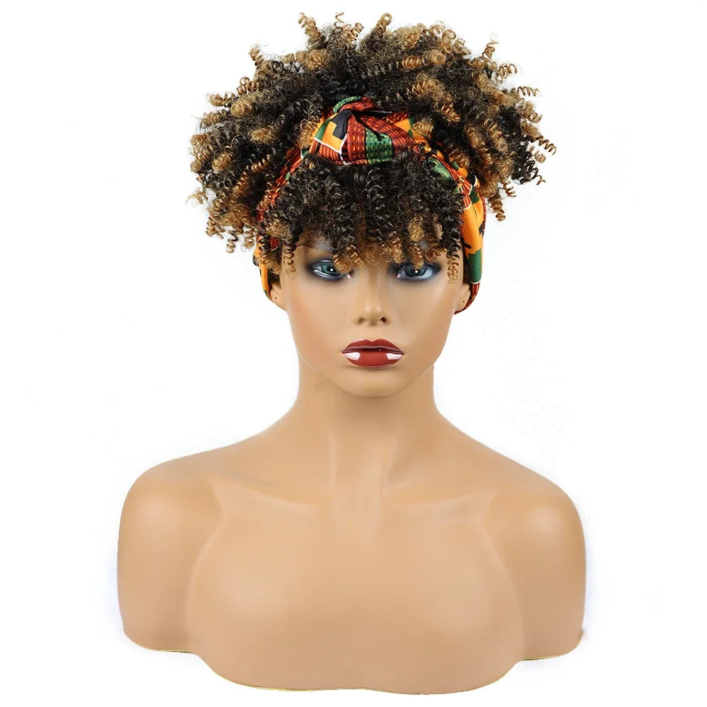 Headband Wigs Short Afro Kinky Curly black/ brown