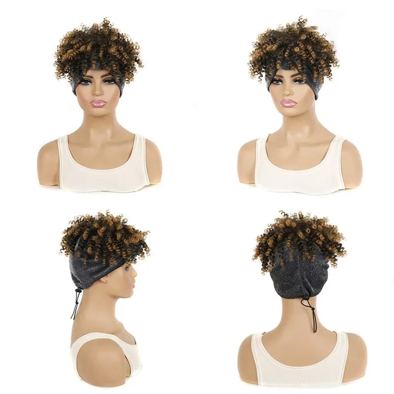Headband Wigs Short Afro Kinky Curly black/ brown