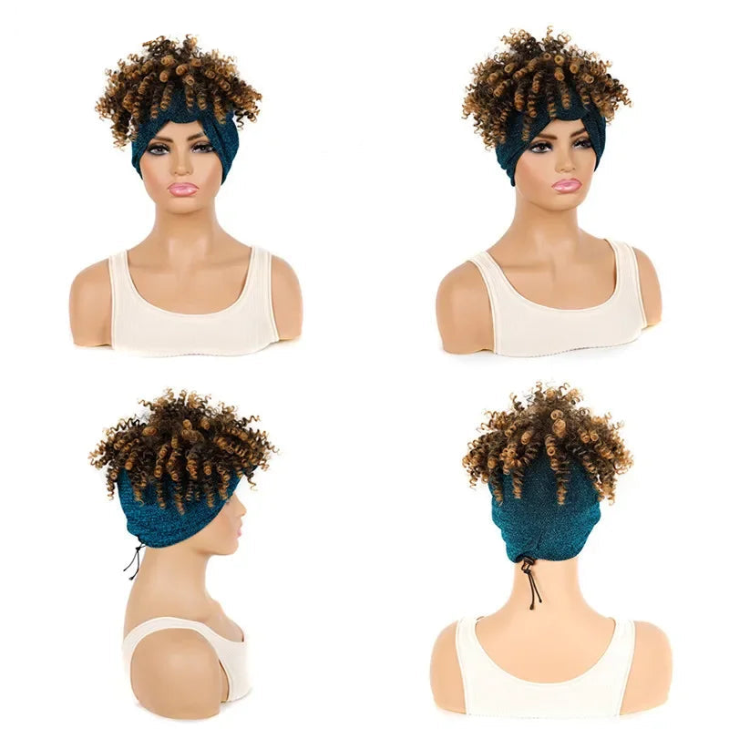 Headband Wigs Short Afro Kinky Curly black/ blonde