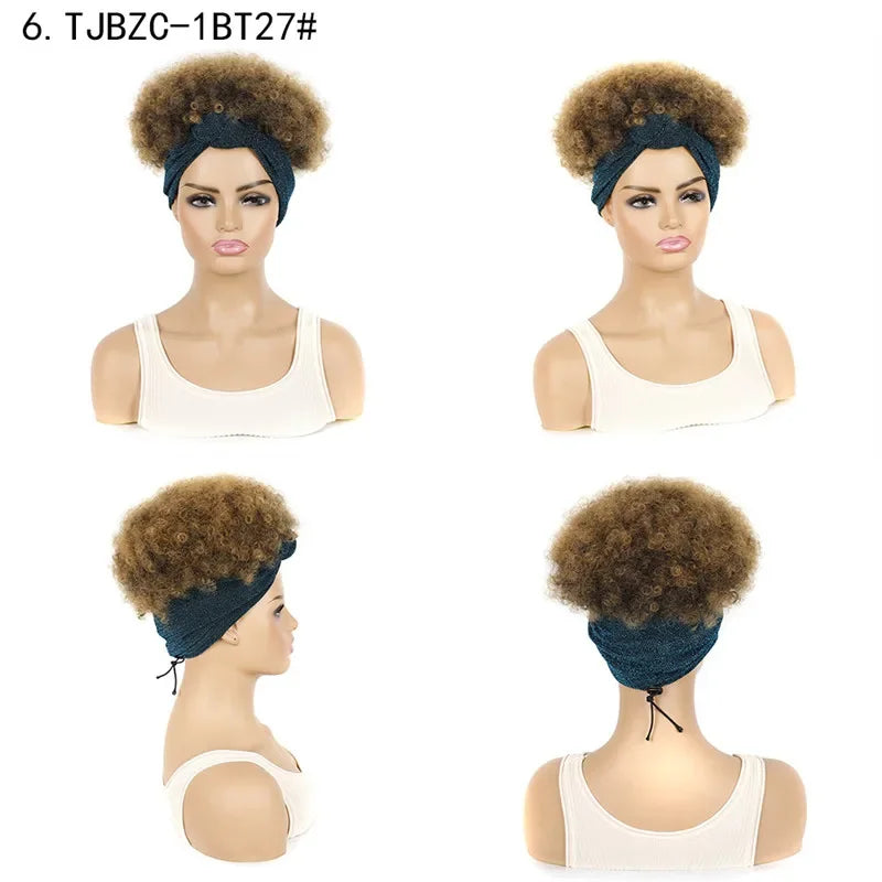 Headband Wigs Short Afro Kinky Curly blonde