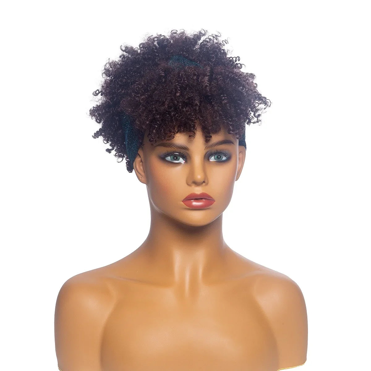 Headband Wigs Short Afro Kinky Curly brown