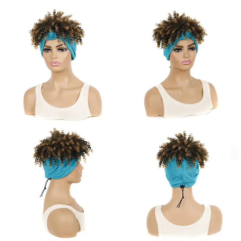 Headband Wigs Short Afro Kinky Curly black/ blonde