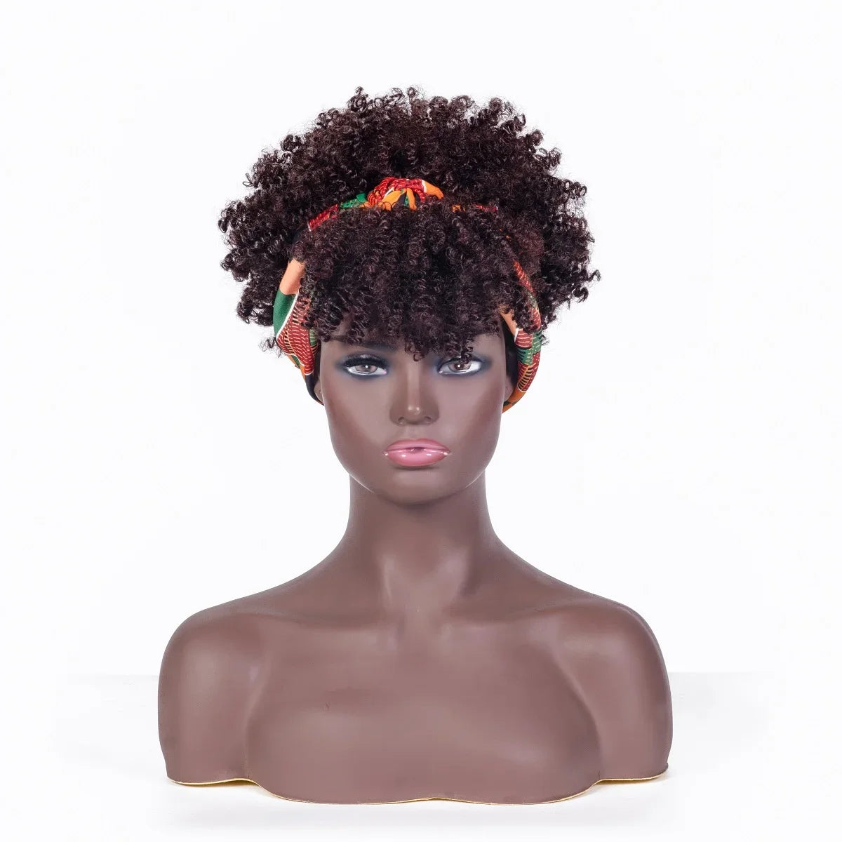 Headband Wigs Short Afro Kinky Curly brown