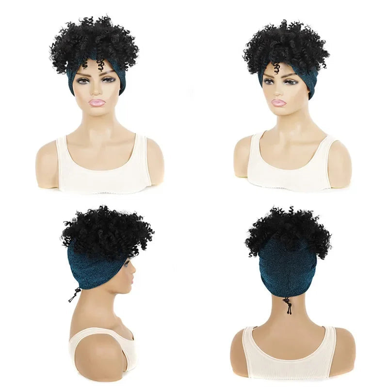 Headband Wigs Short Afro Kinky Curly black