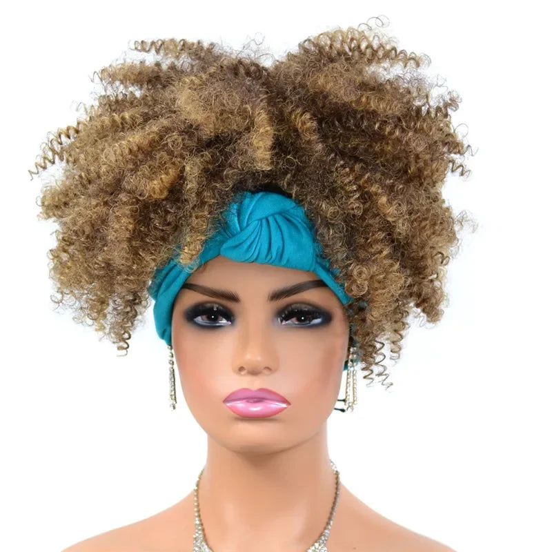 Headband Wigs Short Afro Kinky Curly blonde