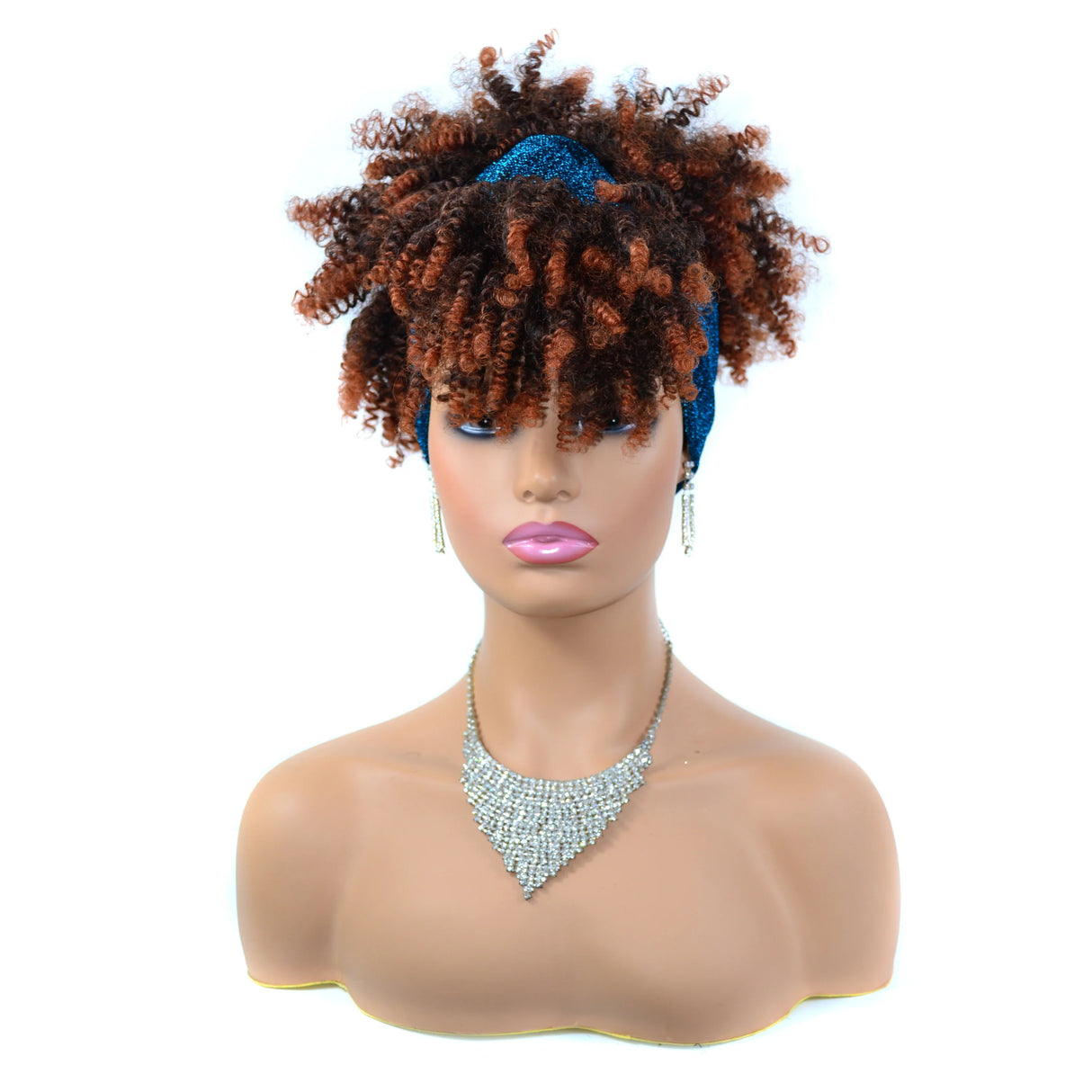 Headband Wigs Short Afro Kinky Curly brown red