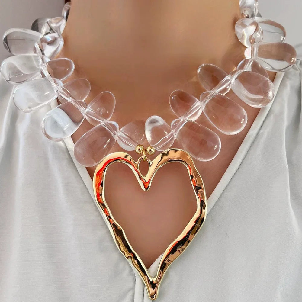 Using Heart-Shaped Transparent Water Drop Necklace