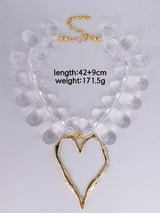 Size of Heart-Shaped Transparent Water Drop Necklace