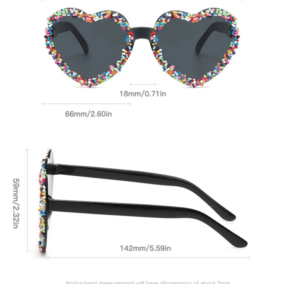 Size of Heart Shaped Love Party Sunglasses