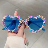 Blue Heart Shaped Love Party Sunglasses