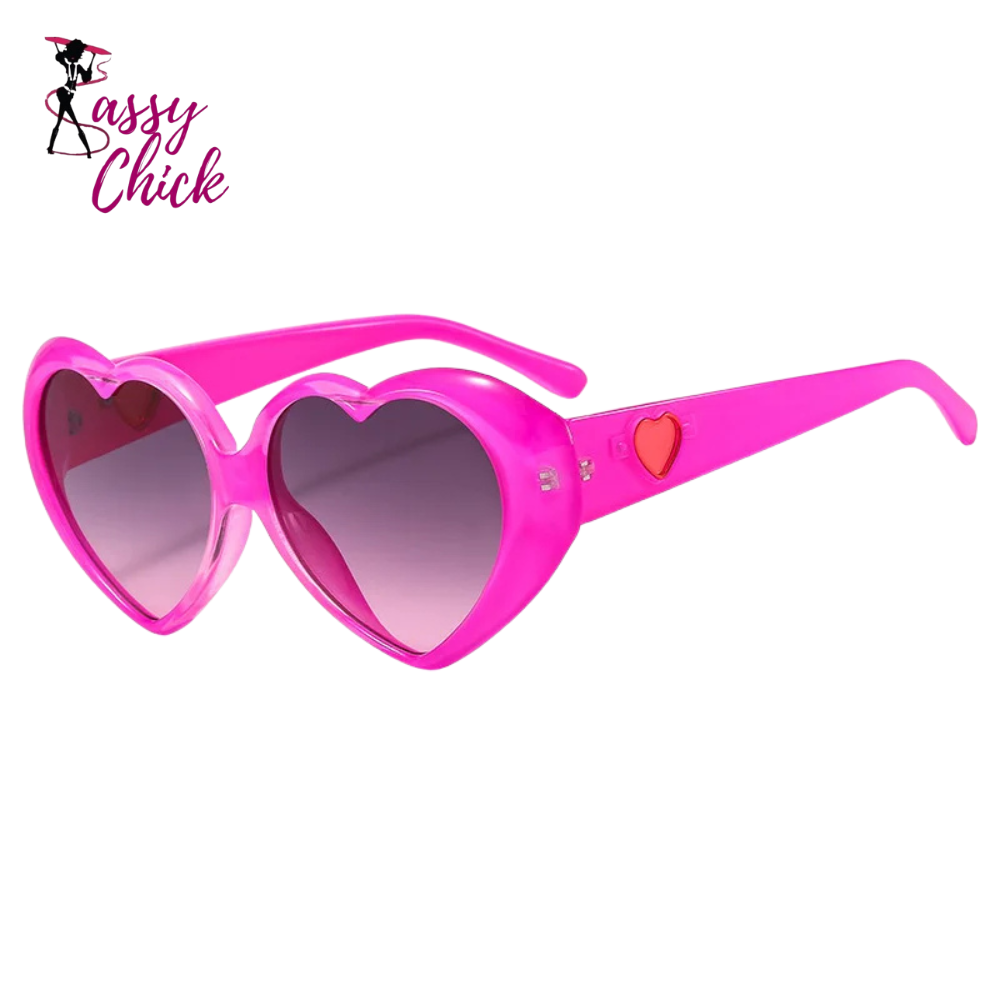 Heart Shaped Oversized Multicolor Sunglasses Sassy Chick Logo