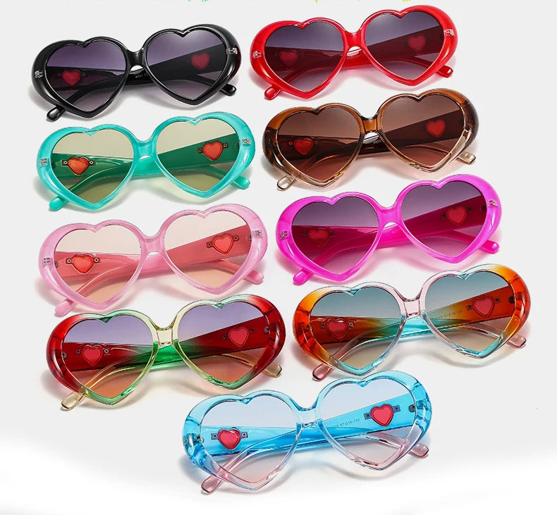 Collection of Heart Shaped Oversized Multicolor Sunglasses