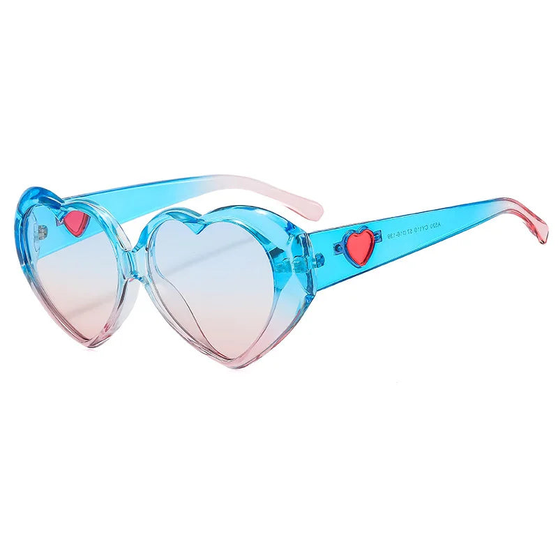 Blue Heart Shaped Oversized Multicolor Sunglasses
