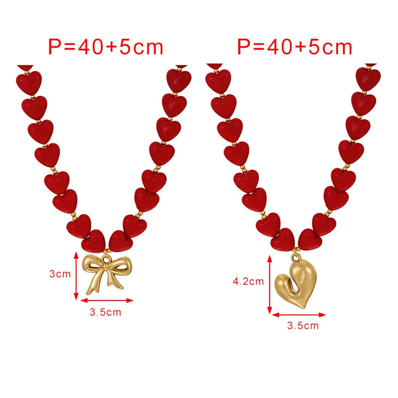 Size of Heart Shaped Resin Love Beaded Necklace