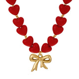 Red Heart Shaped Resin Love Beaded Necklace