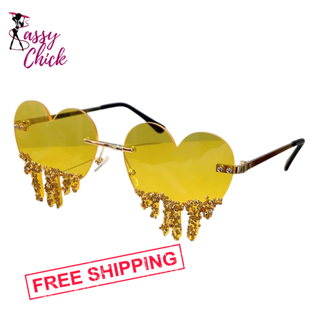 Heart Shaped Rhinestones Sunglasses Sassy Chick Logo