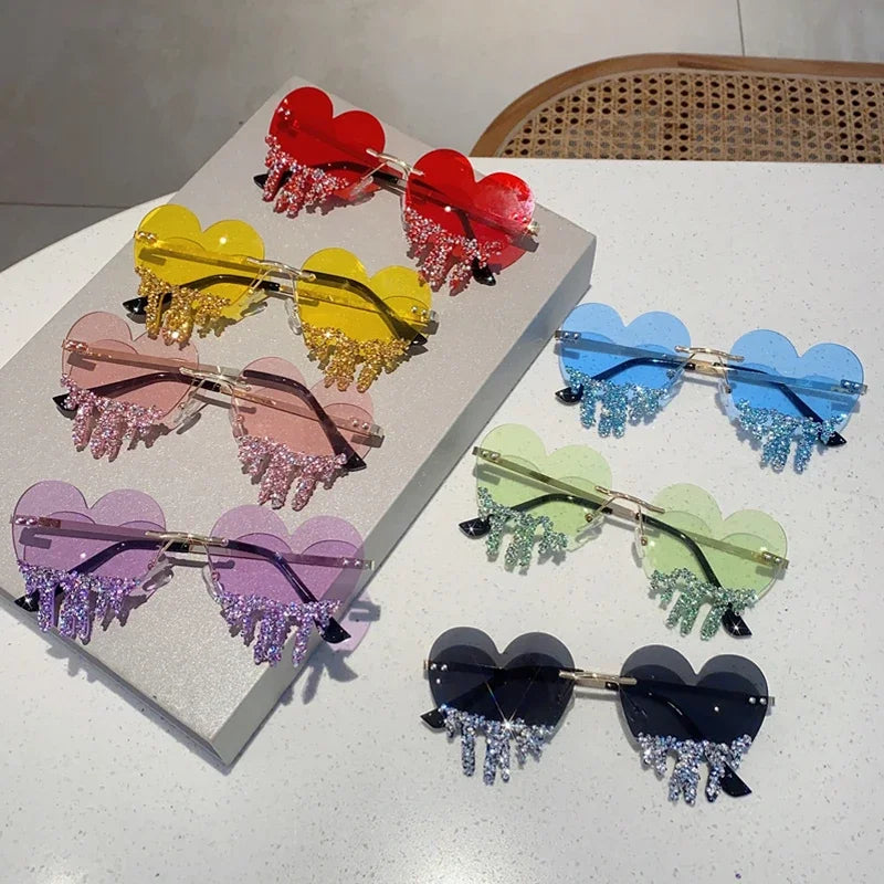 Collection of Heart Shaped Rhinestones Sunglasses