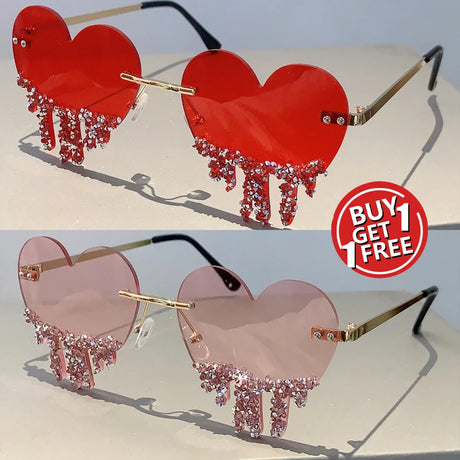 Heart Shaped Rhinestones Sunglasses