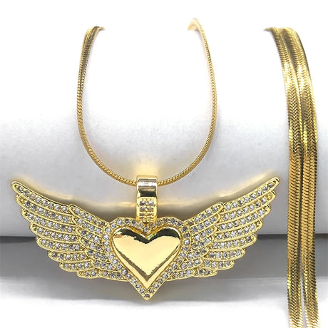 Gold Heart Wing Necklace