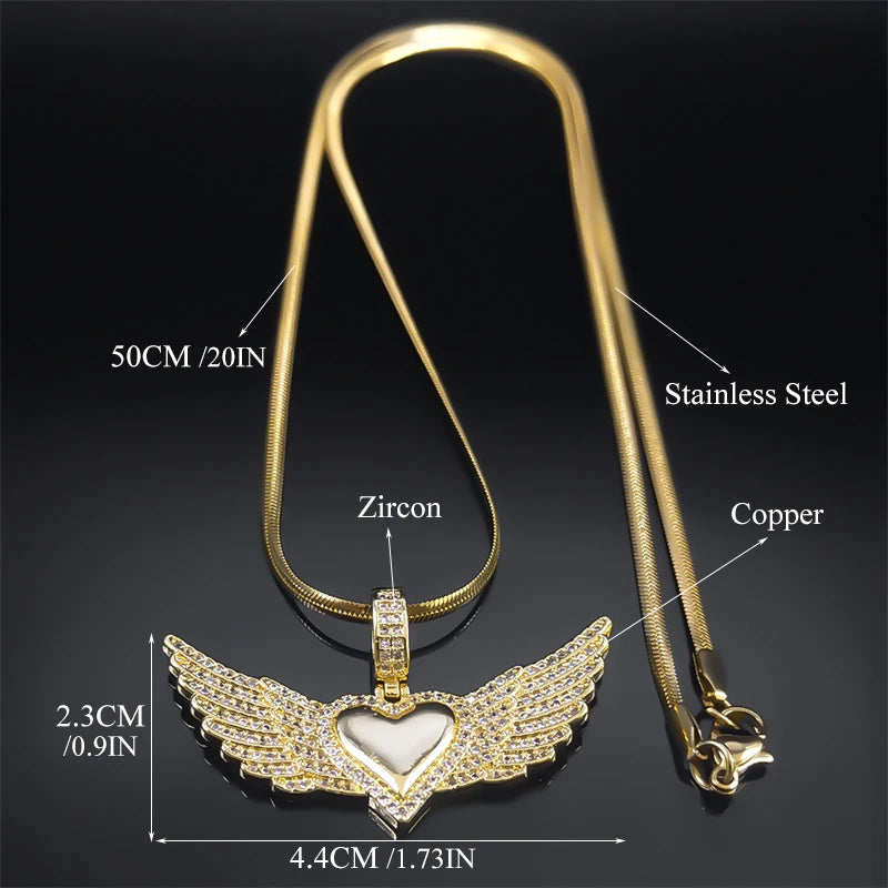 Size of Heart Wing Necklace