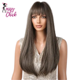 Heat Resistant Long Straight With Flat Bang Natural Looking Fiber Wig Sassy Chick Logo