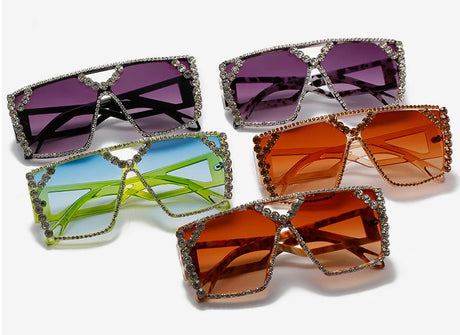 Vintage Rhinestone Square Sunglasses
