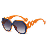 Orange Hexagon Hollow Out Circle Elegant Travel Ladies Sunglasses