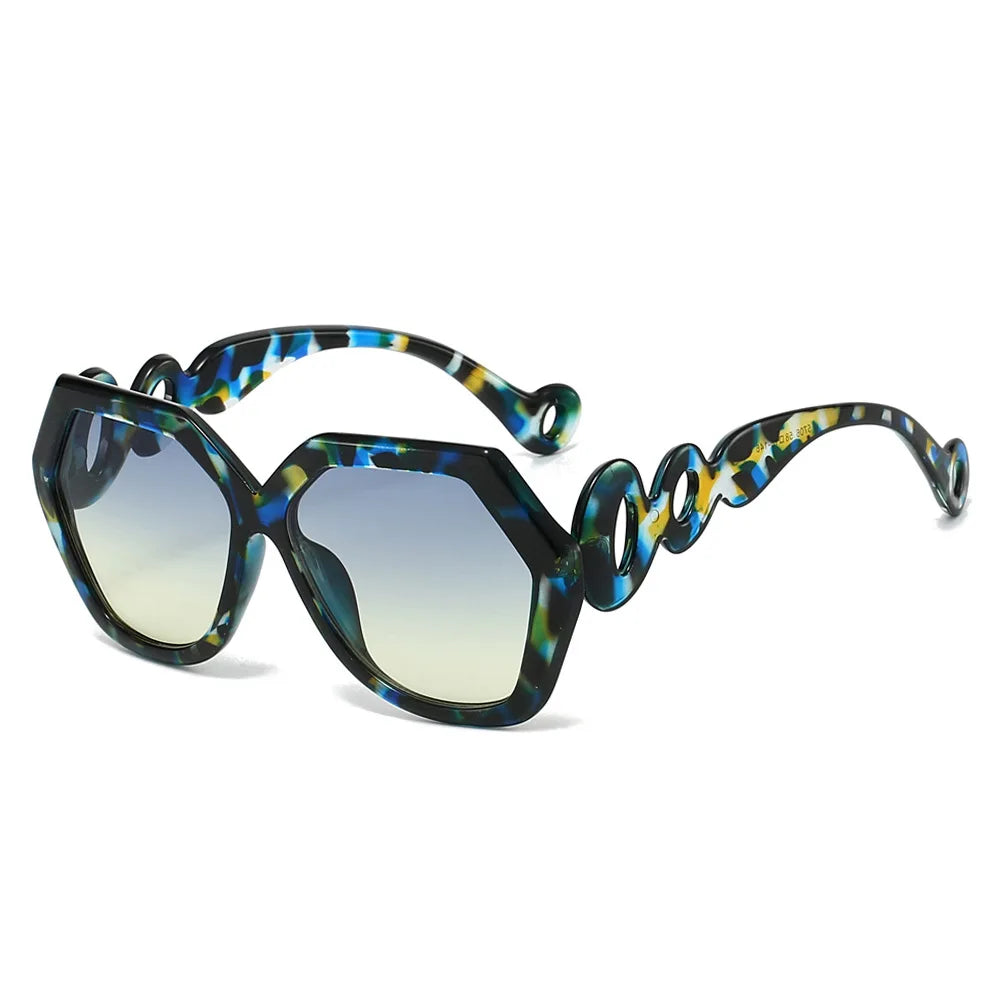 Hexagon Hollow Out Circle Elegant Travel Ladies Sunglasses