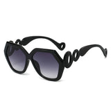 Black Hexagon Hollow Out Circle Elegant Travel Ladies Sunglasses