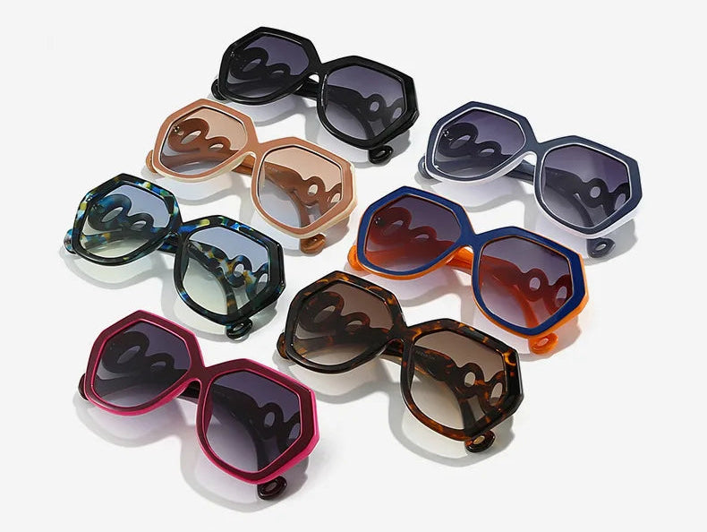 Collection of Hexagon Hollow Out Circle Elegant Travel Ladies Sunglasses