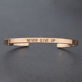 Motivational Quotes Letters Engraved Cuff Bracelet