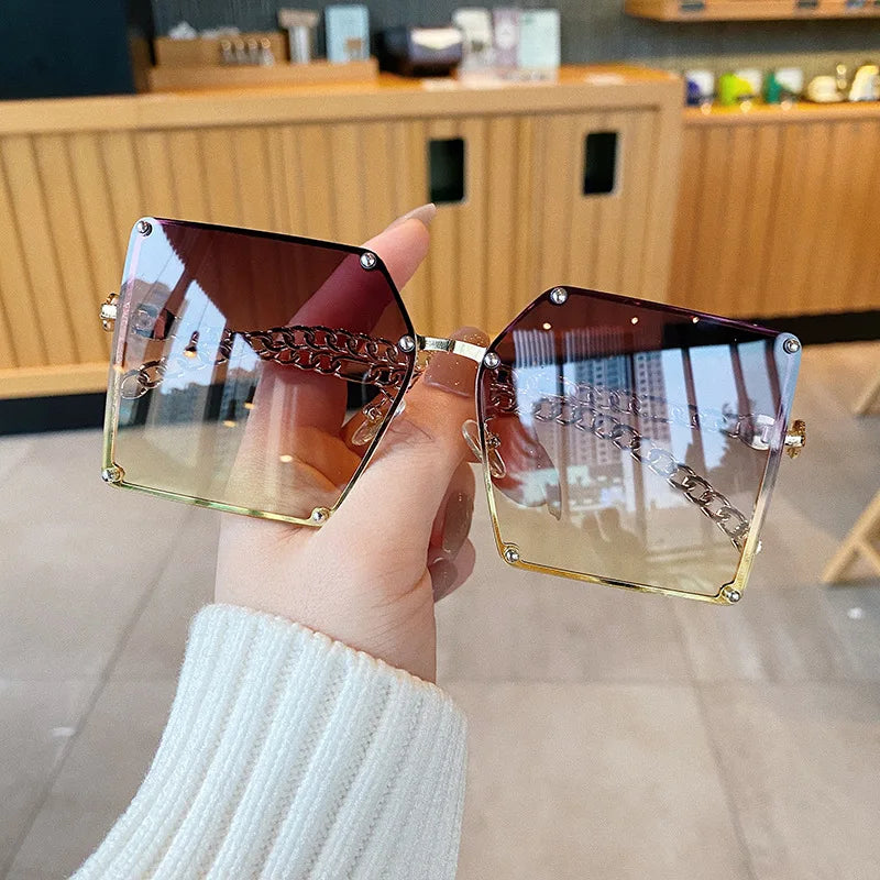 Metal Oversized Square Sunglasses