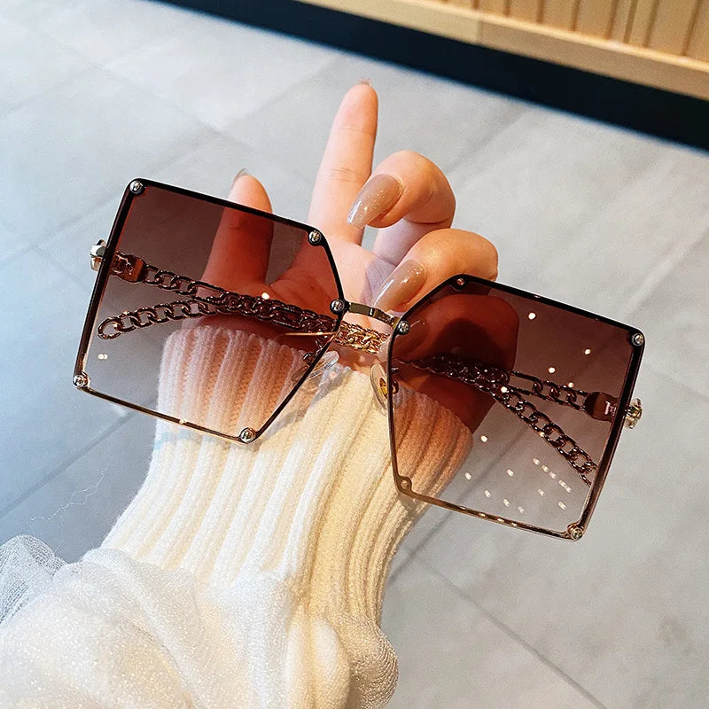 Metal Oversized Square Sunglasses