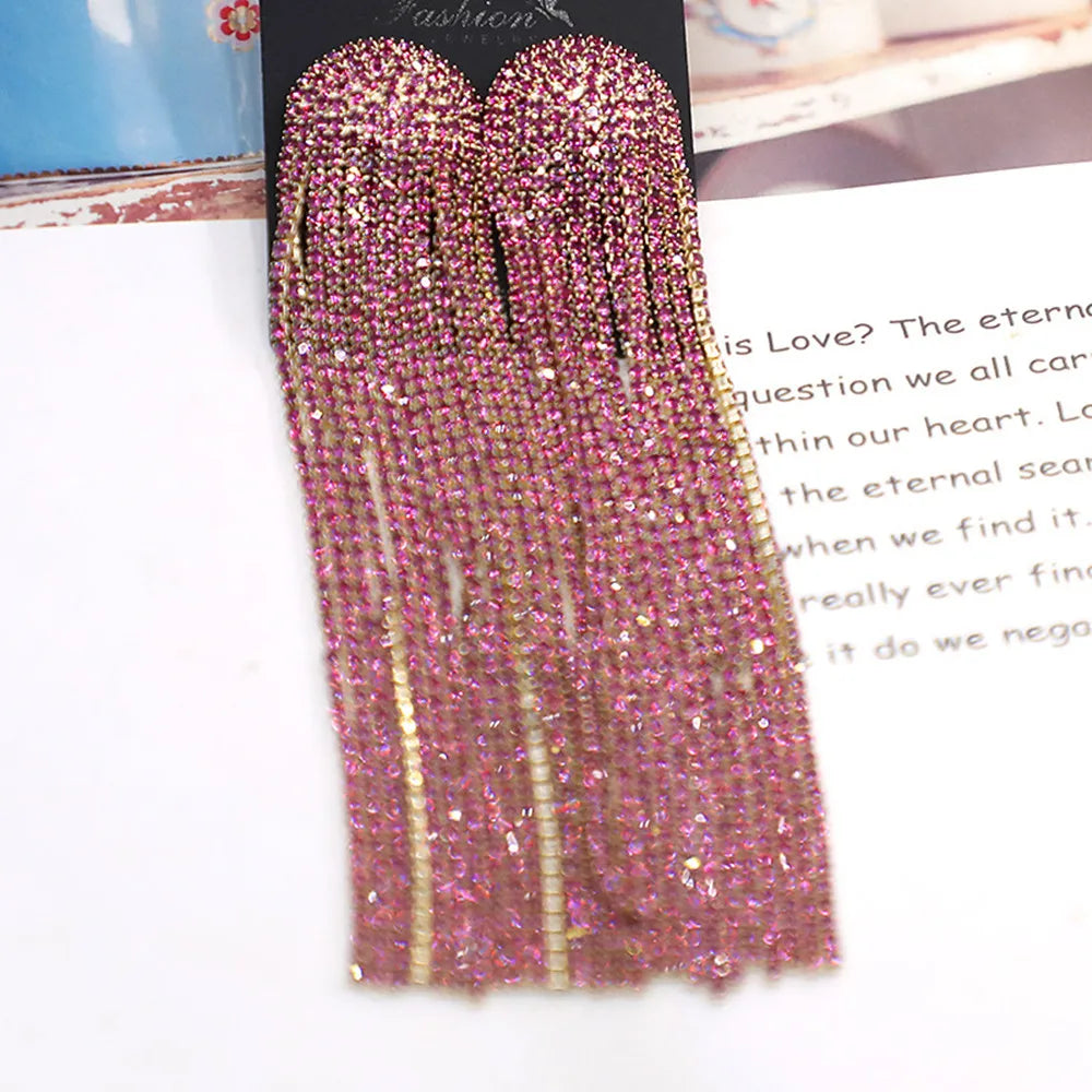 Sparkling Rhinestone Tassel Earring