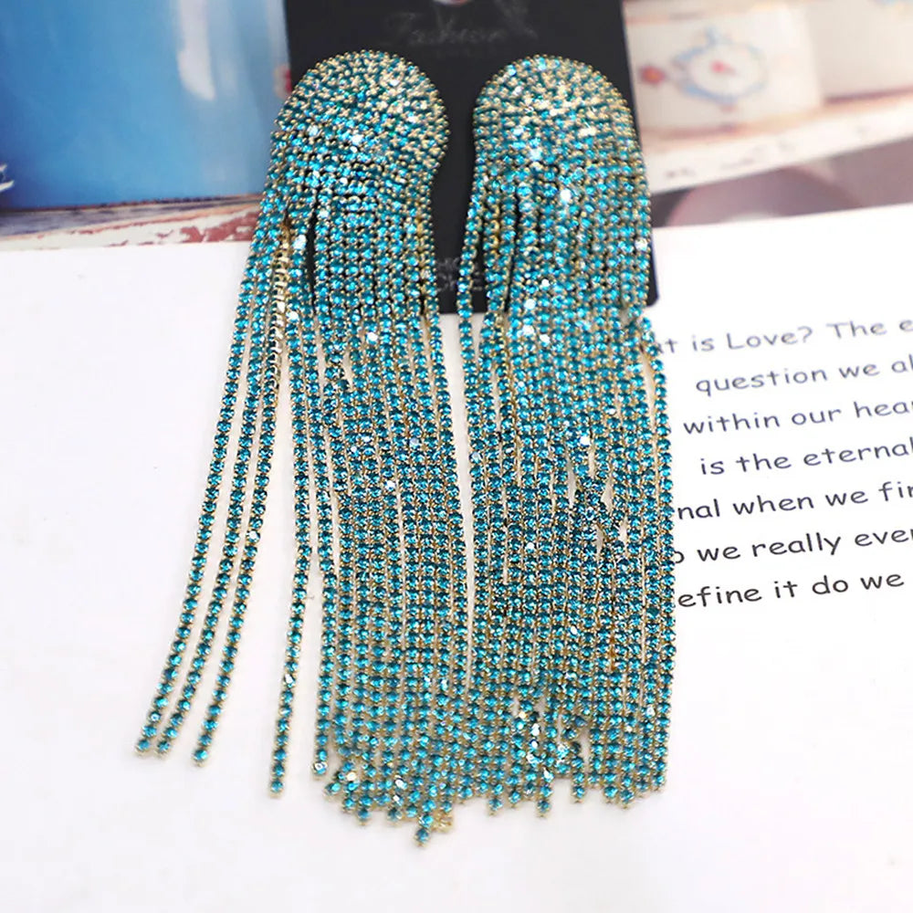 Sparkling Rhinestone Tassel Earring