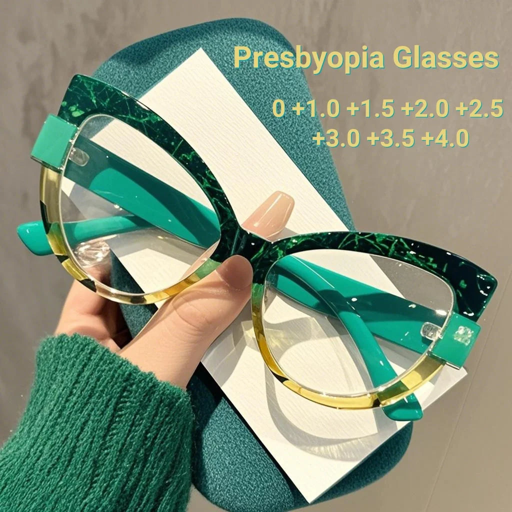 High-definition Color Blocking Large Frame Cat Eye