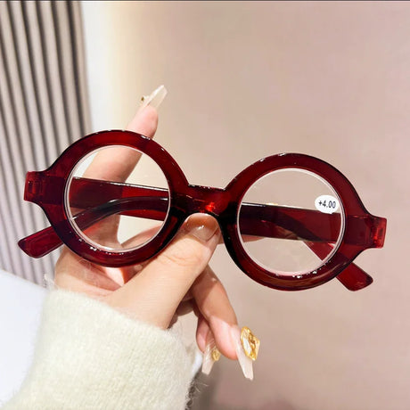 Red High-quality Round Frame Reading Glasses