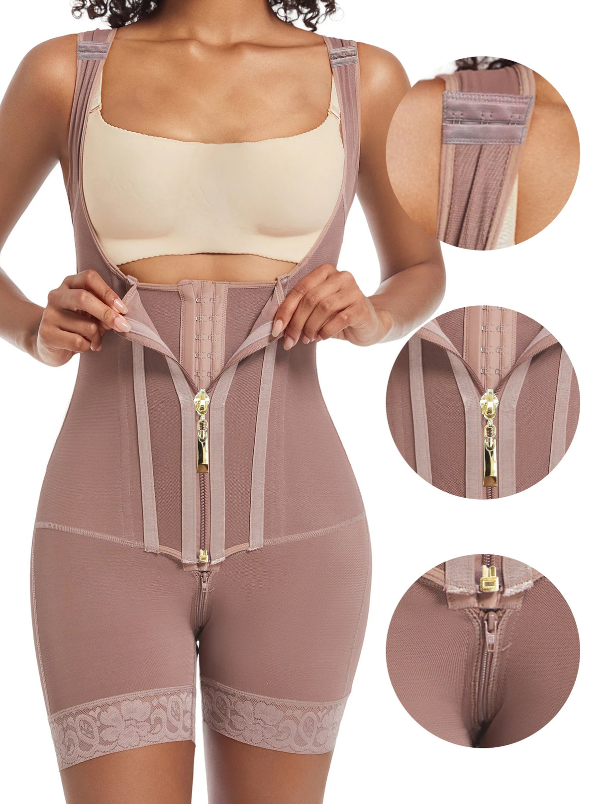 Purple High Compression Belly Control Lace-Trimmed Shapewear