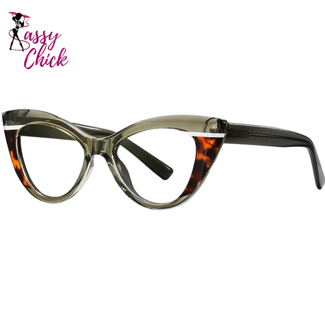 High Quality Anti Blue Light Oversized Cat Eye Reading Glasses Sassy Chick Logo