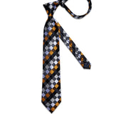 white grey black gold square pattern necktie