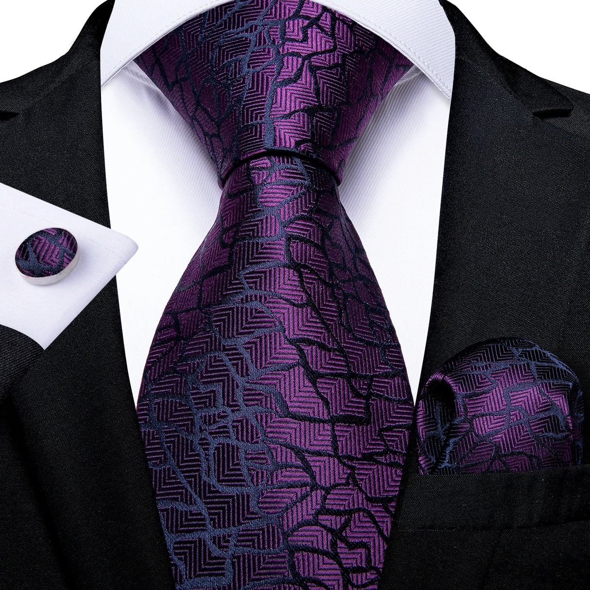 Purple geometric tie